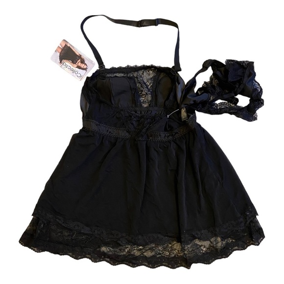 iCollection  Double Layer Padded Cup Chemise 2pc Lingerie Set NWT - Picture 2 of 5